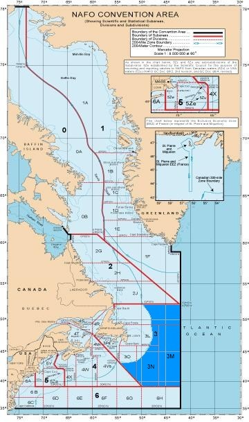 mapa NAFO area de pesca